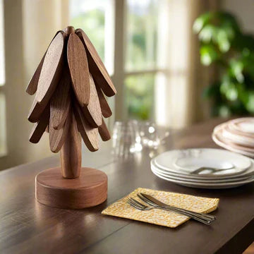 TreeShape Wooden Trivet Set